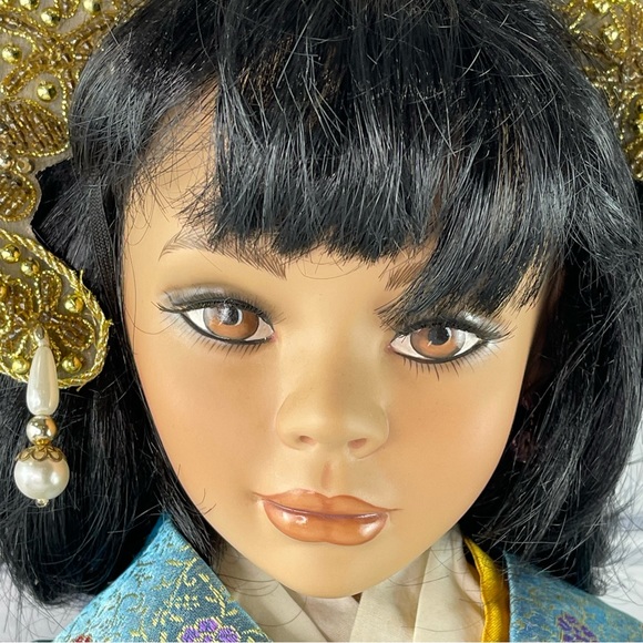 Rare Vintage Pat Dezinski Mei Su Asian Porcelain Doll Articulated Head Signed - Picture 12 of 16
